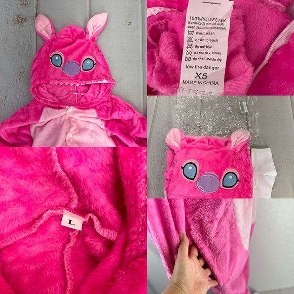 Stitch Jumpsuits Cartoon Unisex Pajamas Adult Soft Cosplay Halloween Sleepwear L - Picture 17 of 17